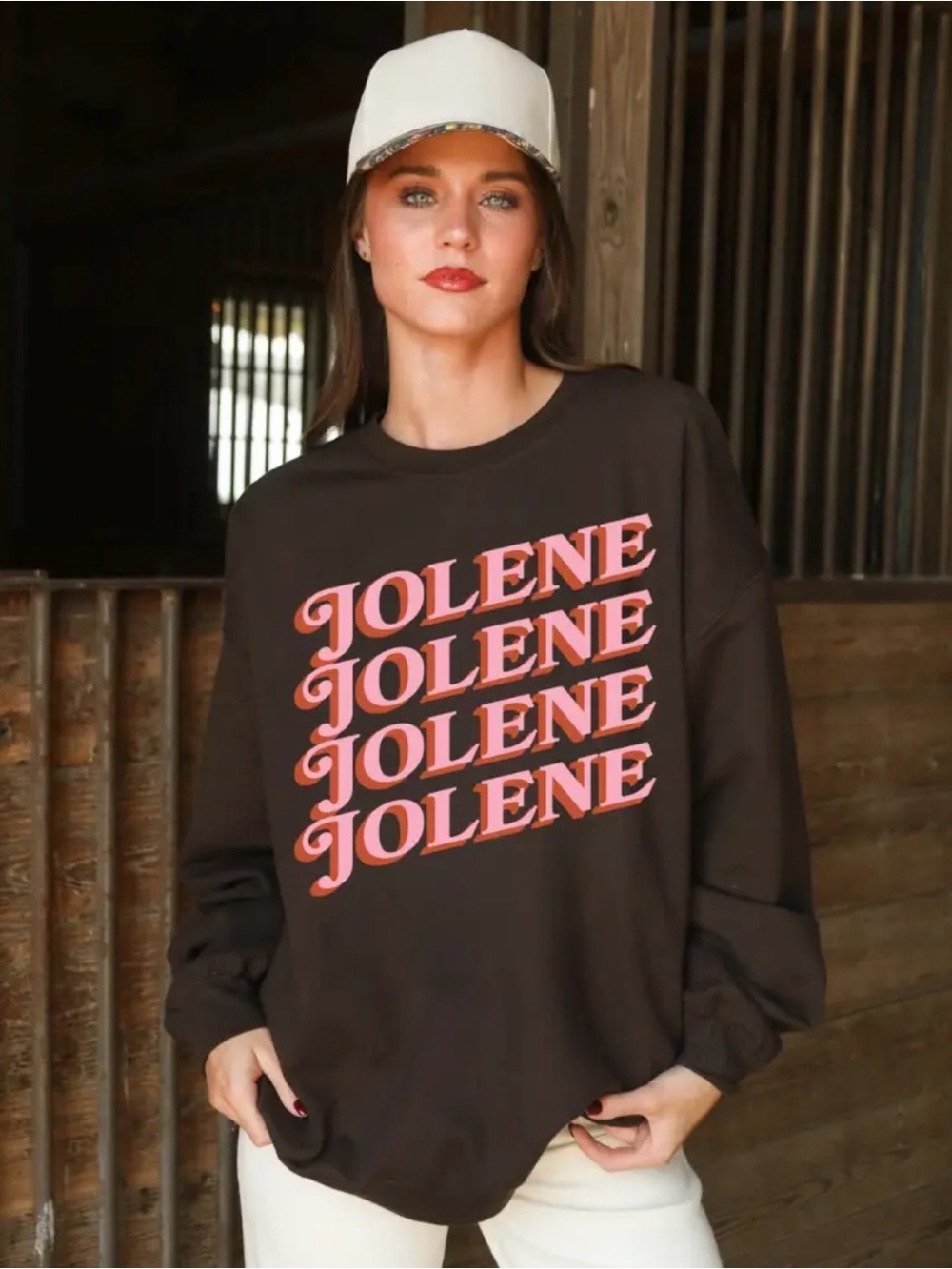 Jolene Dolly Parton sweatshirt brown & pink